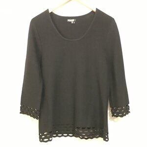 Bylyse Black Die Cut Hem Designer Top